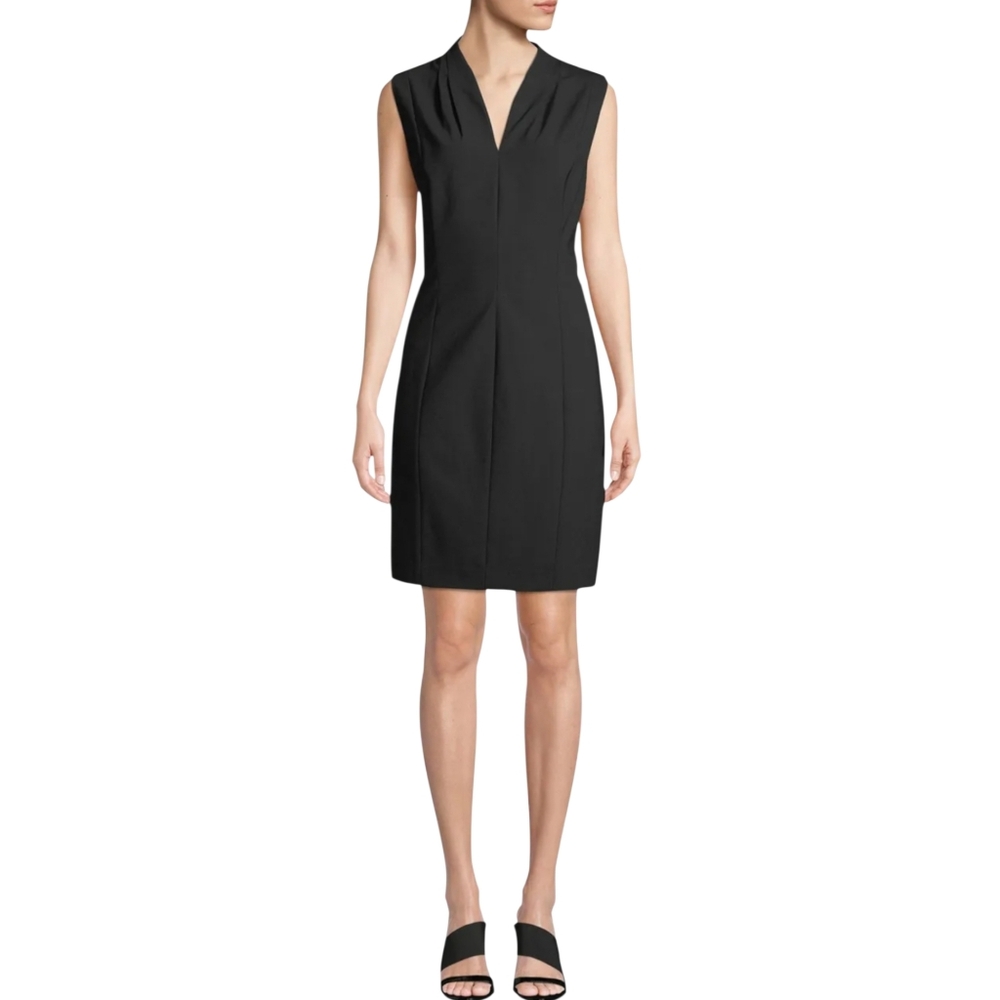 Elie Tahari Annabel Black Sleeveless V-Neck Shift Dress Size‎ 14